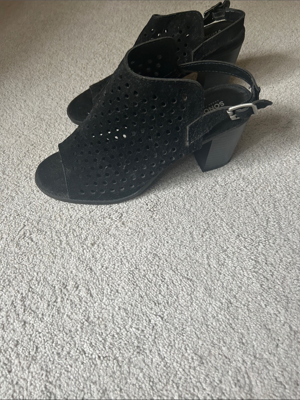 Sonoma Black suede like Perforated Slingback Block Heel Sandals